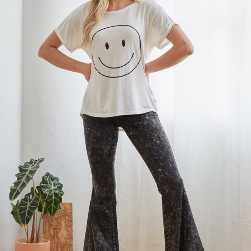 Saints & Hearts Black Acid Wash Flare Bell Bottom Denim Pants Jeans - Size Large